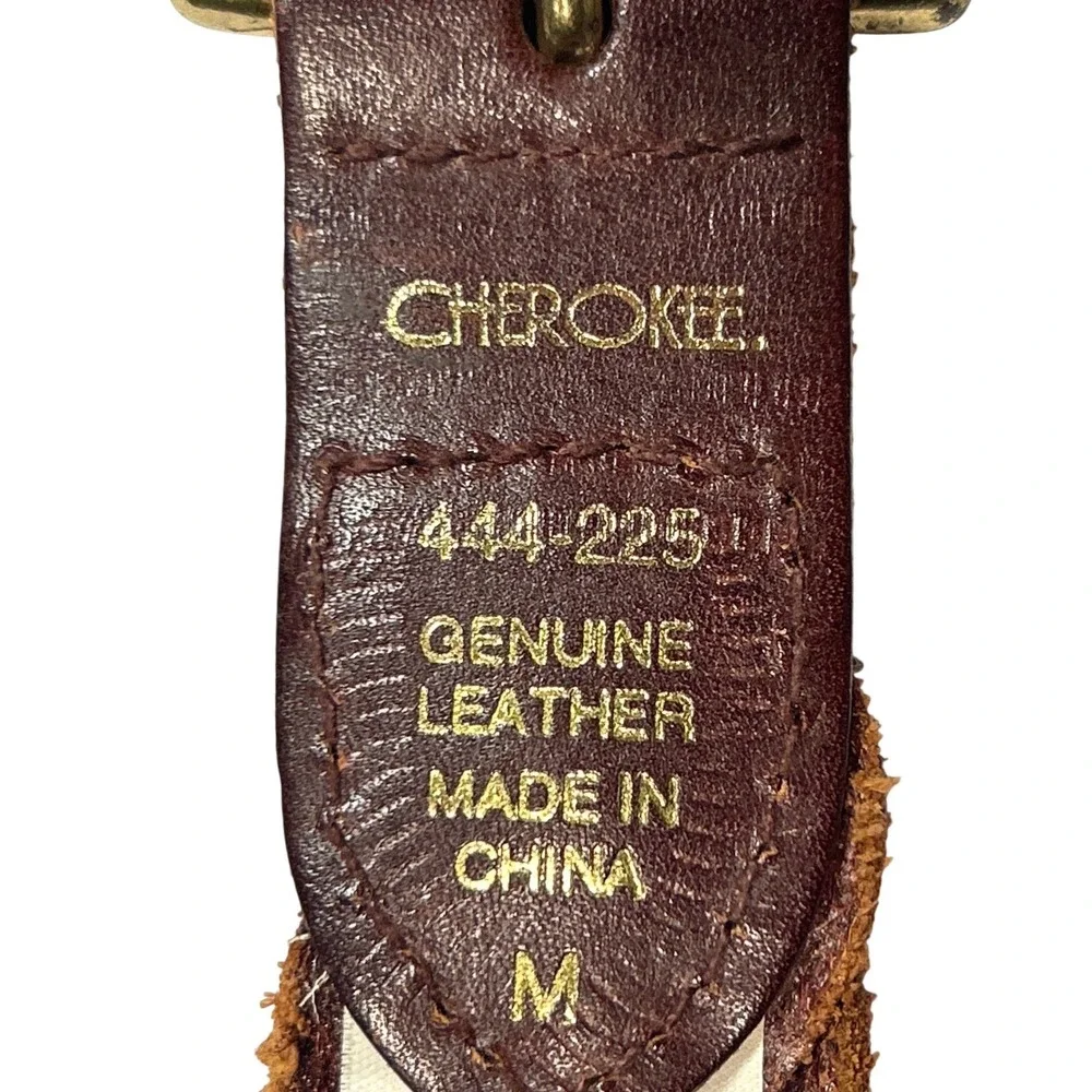 VTG Cherokee Brown Braided Genuine Leather Belt Brass Buckle Medium Up to 38